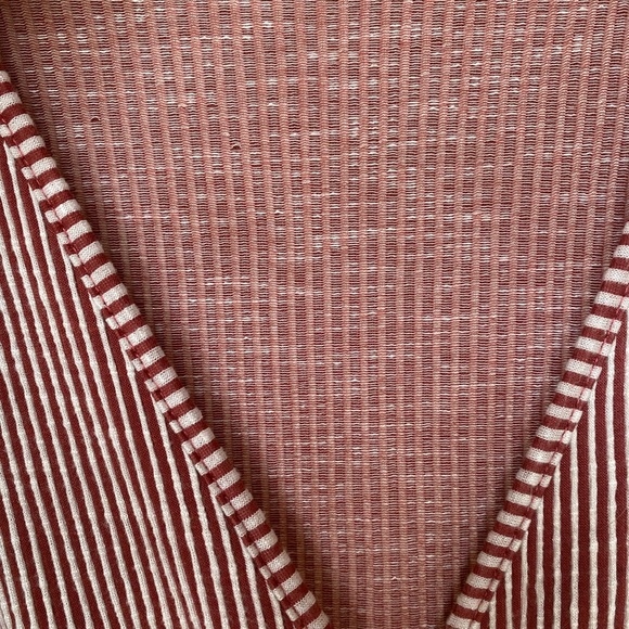 Red & White Striped Ribbed Flutter Sleeve Top - Picture 3 of 5